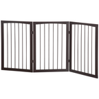 Folding Pet Gate Dog Fence Child Safety Indoor Durable Free Standing Pine Wood