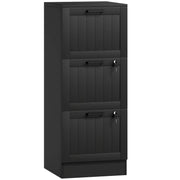 HOMCOM 3 Drawer Filing Cabinet with Lock, Office Storage Cabinet with Adjustable Hanging Bars for A4 Letter Size Files, Black
