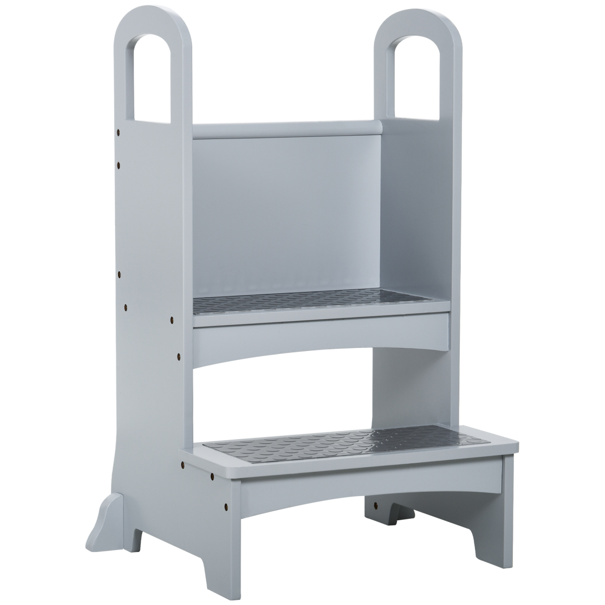 cortex-london-windsor-kids-wooden-two-step-stool-grey-non-slip-panels