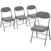 HOMCOM Set of Four Folding Corduroy Seat Chairs - Grey