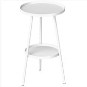 Outsunny Two-Tier Metal Garden Table - White