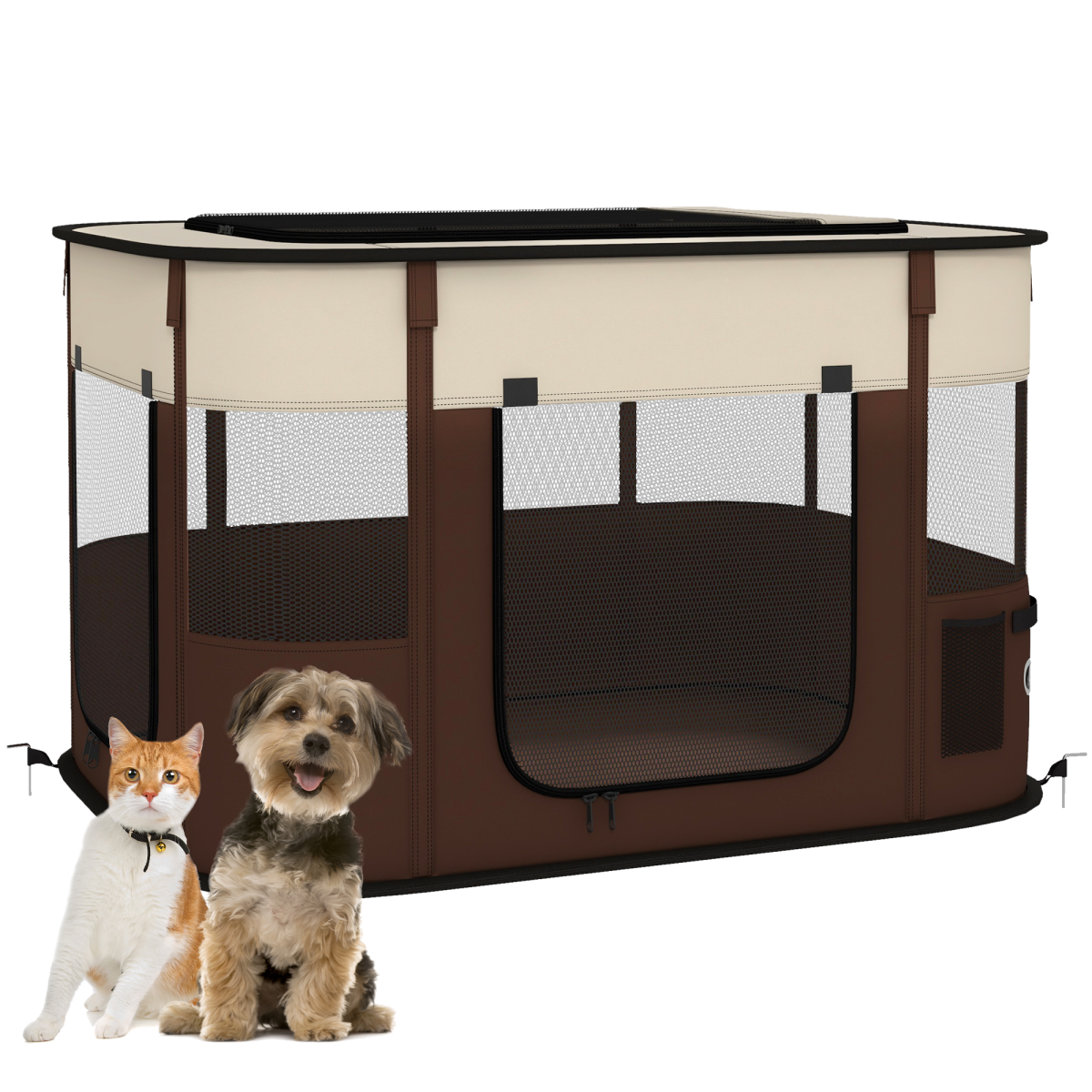 cortex-london-windsor-portable-dog-pen-for-small-pets-brown-cream-white-black