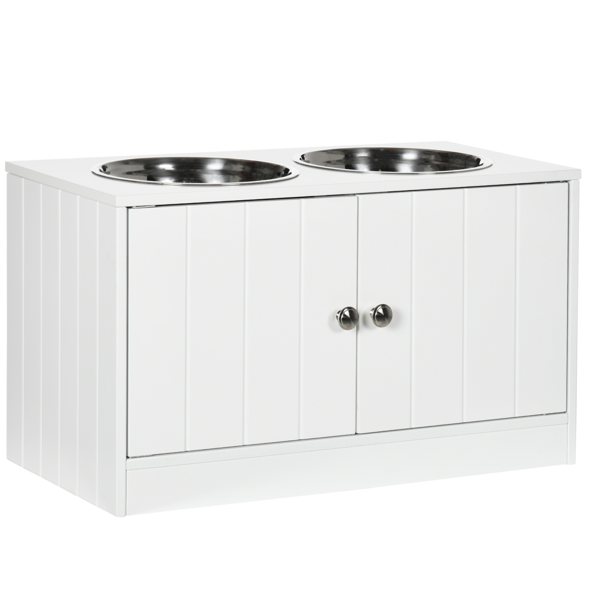 cortex-london-windsor-raised-dog-feeding-station-white-storage-two-2000ml-stainless-steel-bowls