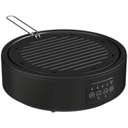 HOMCOM Electric Ceramic Hob with Grill Plate, Multifunctional 36cm Plug in Electric Hob with 4 Heat Levels for All Type Pot