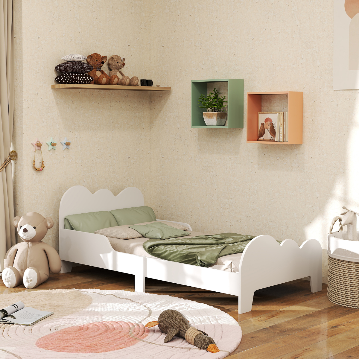cortex-london-windsor-cloud-toddler-bed-with-safety-rails-white-mdf