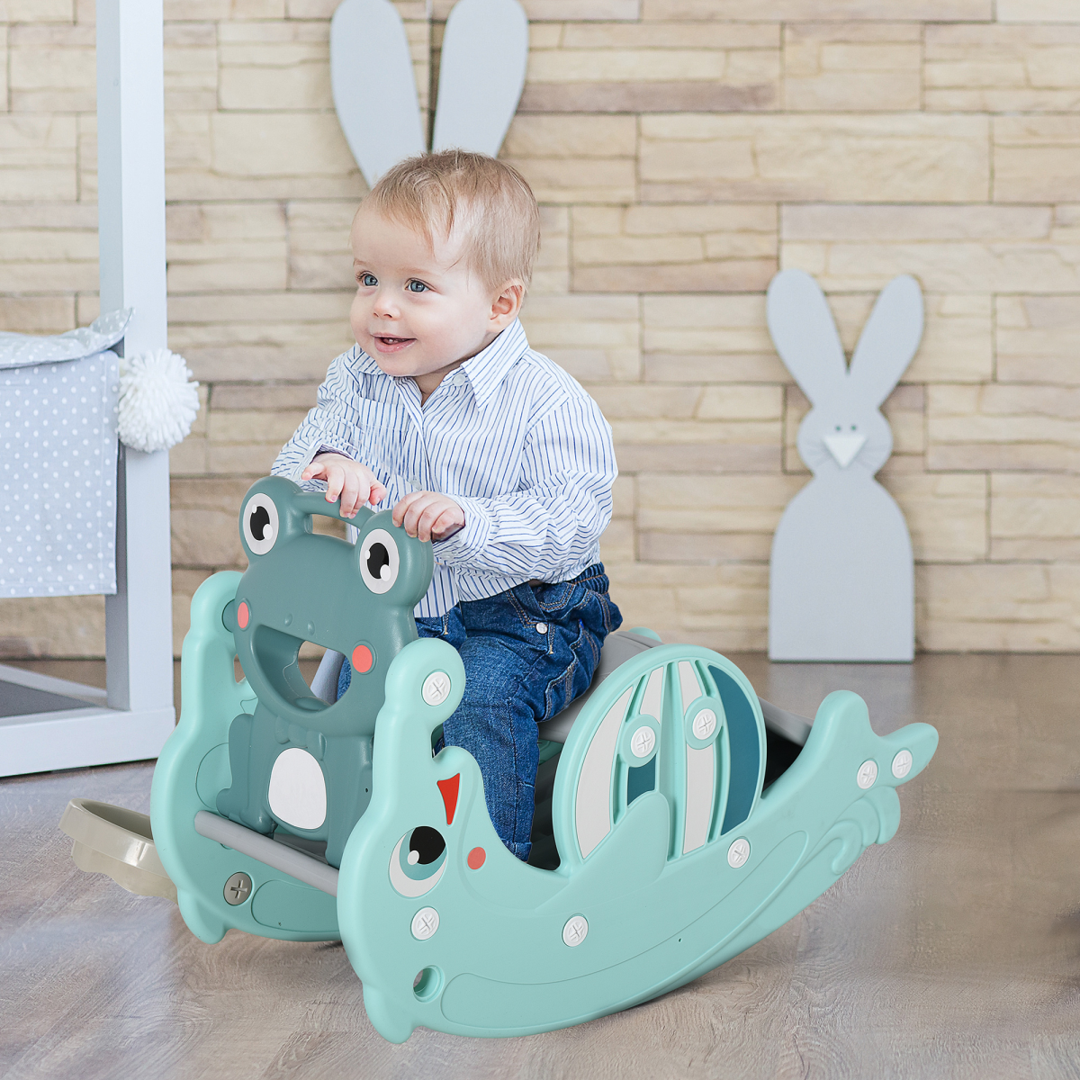 cortex-london-windsor-kids-rocking-horse-slide-basketball-hoop-green-hdpe
