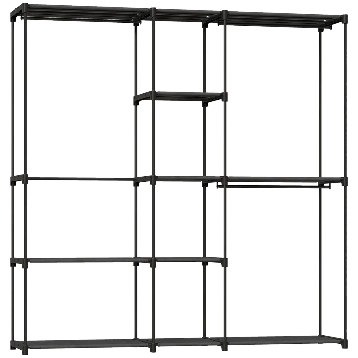 HOMCOM Portable Wardrobe, Open Clothes Wardrobe with 8 Shelves, 3 Hanging Rails, Black