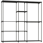 HOMCOM Portable Wardrobe, Open Clothes Wardrobe with 8 Shelves, 3 Hanging Rails, Black