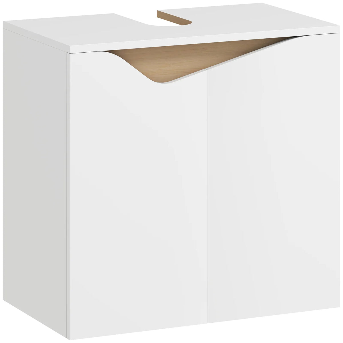 HOMCOM Under Sink Bathroom Cabinet, Bathroom Storage Cabinet with Soft-Close Doors, for Basin without Pedestal, White