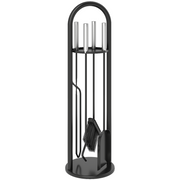 Outsunny 5 PCS Fireplace Companion Set, Metal Fireside Companion Set, Silver