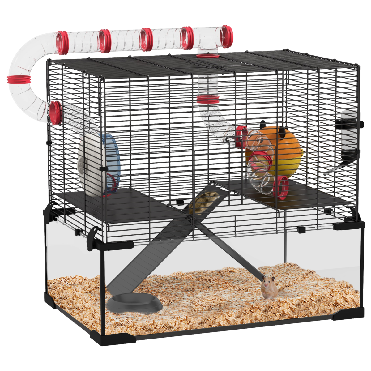 cortex-london-pawhut-windsor-hamster-cage-with-tubes-ramps-platforms