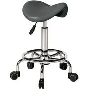 HOMCOM Salon Saddle Stool, Rolling Saddle Chair for Massage, Spa, Clinic, Beauty, Hairdressing and Tattoo, Grey