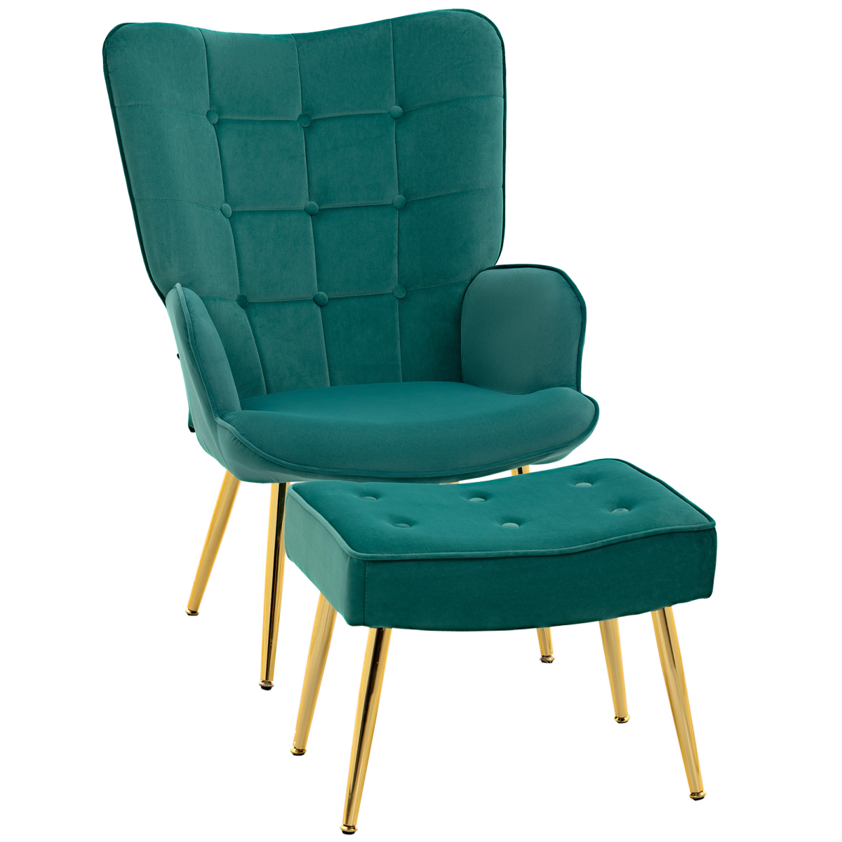 cortex-london-kensington-button-tufted-armchair-footstool-dark-green-gold-tone-steel-legs