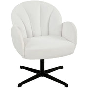 HOMCOM Swivel Accent Chair, Shell-Shaped Armchair with Spring Cushion, Metal Base, Cream White