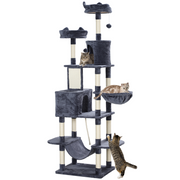 PawHut 206cm Cat Tree with Scratching Posts, Beds, Condos, Toys, Dark Grey