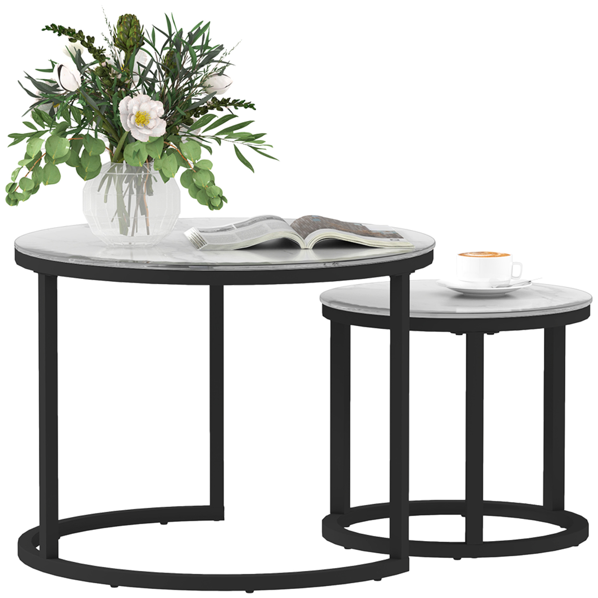 cortex-london-windsor-round-marble-effect-glass-nesting-coffee-table-set-of-2-white-black