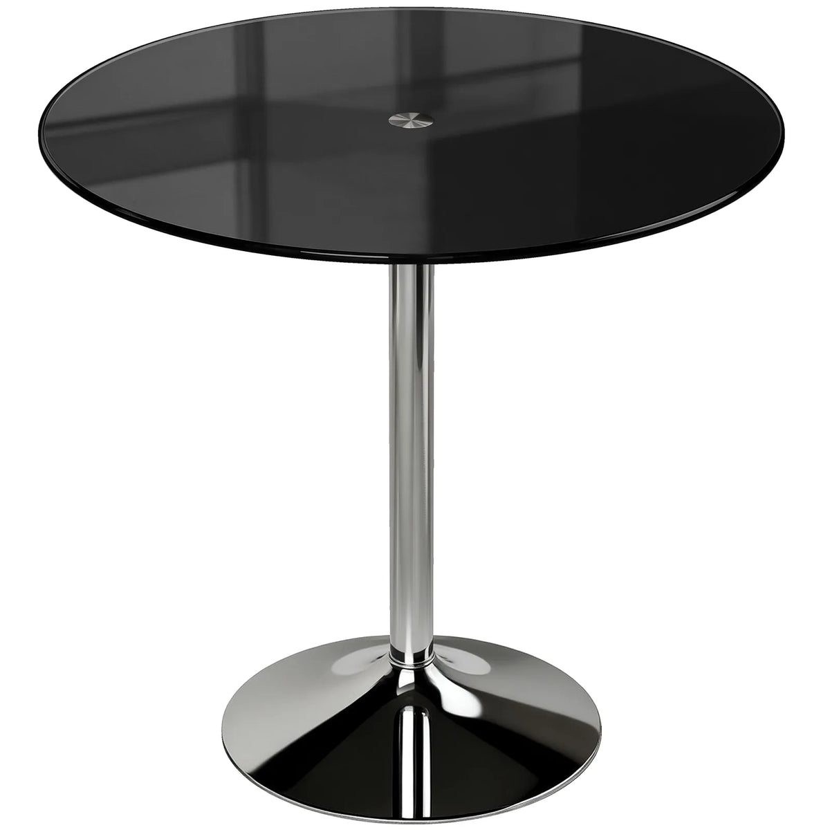 HOMCOM Round Bar Table, Modern Dining Table with Tempered Glass Top and Steel Frame for 4, 80 x 80 x 77cm, Black