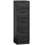 HOMCOM 4 Drawer Filing Cabinet with Lock, Office Storage Cabinet with Adjustable Hanging Bars for A4 Letter Size Files, Black