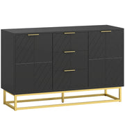 HOMCOM Sideboard with 3 Drawers and Adjustable Shelves for Living Room - Black