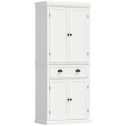HOMCOM Tall Kitchen Cupboard, 183 cm Freestanding Storage Cabinet with Drawer, 4 Doors and Adjustable Shelves, White