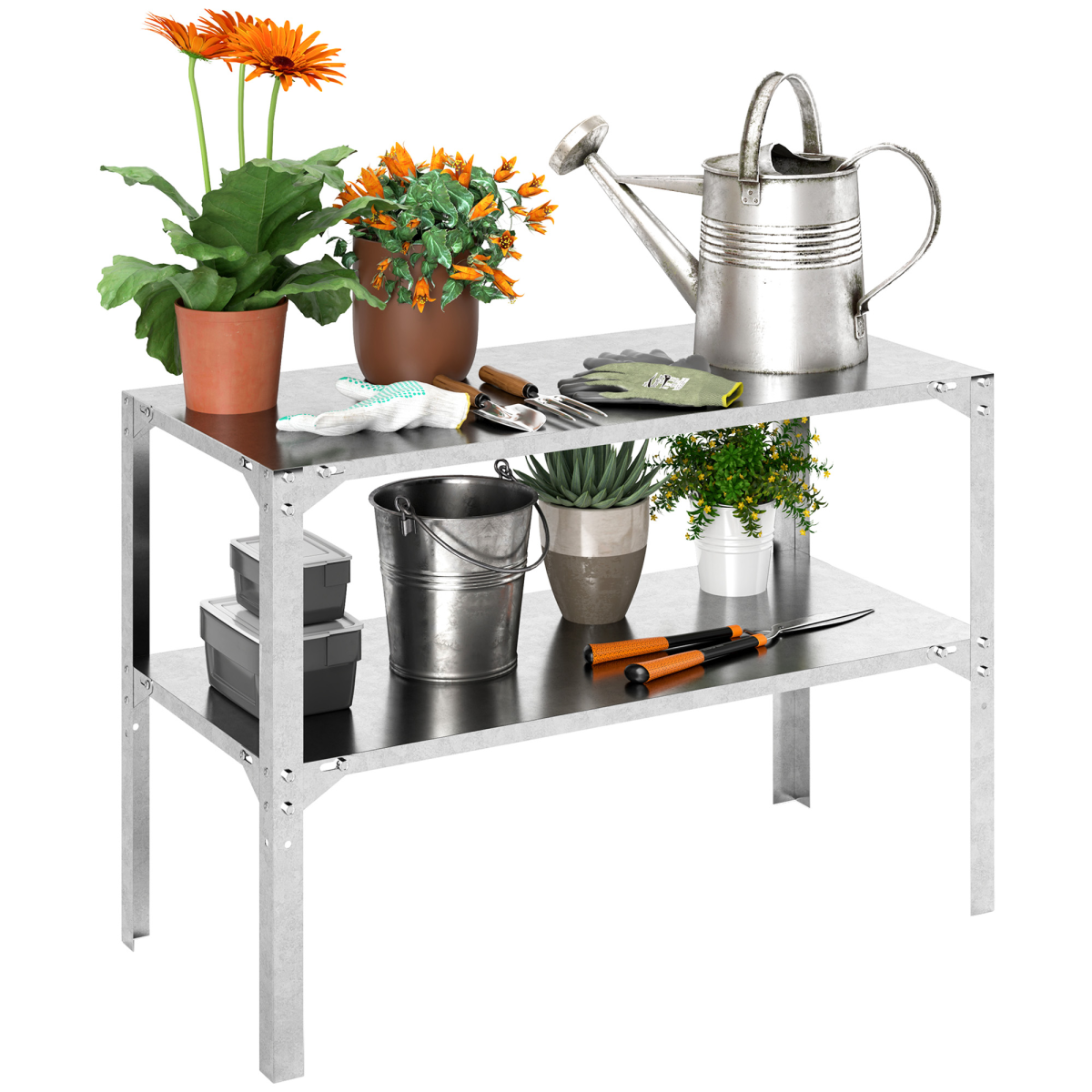 cortex-london-york-galvanised-steel-two-tier-potting-bench-silver-tone