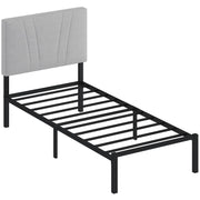 HOMCOM 3FT Single Bed Frame with Upholstered Headboard and Underbed Storage, Black and Light Grey