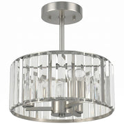HOMCOM Semi Flush Mount Modern Crystal Chandelier Ceiling Light, Crystal Ceiling Light Fixture with E14 Base, Silver Tone