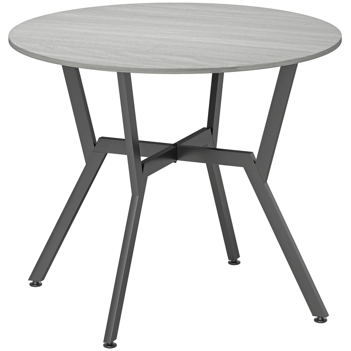 HOMCOM Dining Table, Round Kitchen Table with Black Legs, Anti-slip Foot Pads for Living Room, Dining Room 90 x 76 cm, Grey
