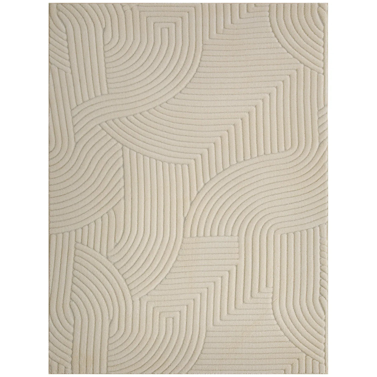 HOMCOM Modern Geometric Rug, Thick Plush, Non-Slip, 160 x 120 cm, Cream, Living Room, Bedroom, Office