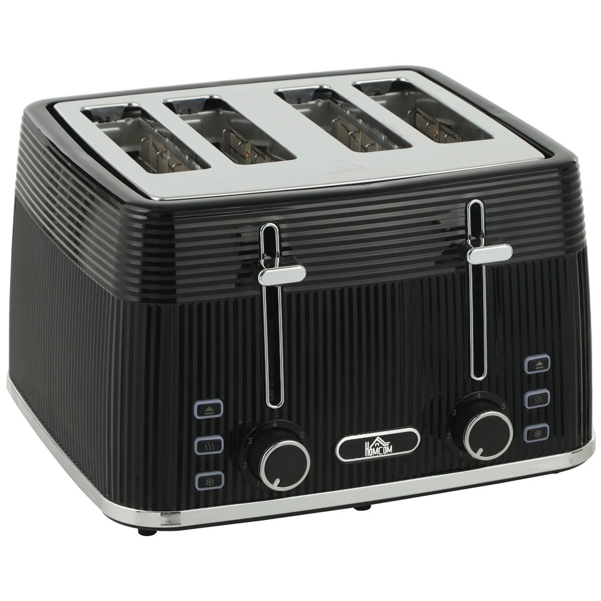 HOMCOM 4 Slice Toaster with 7 Browning Levels, Bread Toaster with Removable Crumb Tray, Black