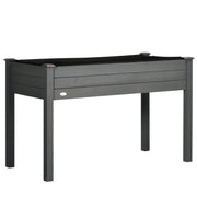Outsunny Raised Bed for Garden, Wooden Elevated Planter Box with Bed Liner, for Flower Vegetable Herb, Dark Grey