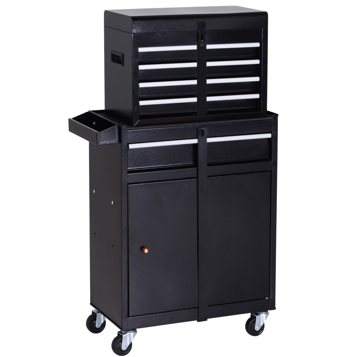 cortex-london-windsor-steel-four-drawer-dual-door-tool-cabinet-on-wheels-black