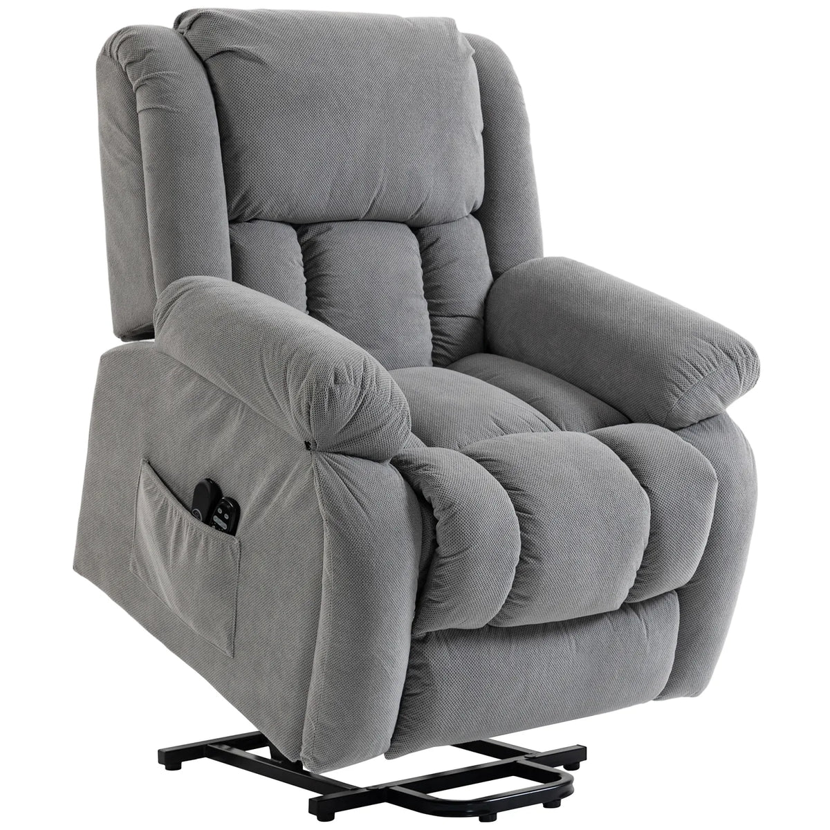 HOMCOM Recliner Armchair Lift Chair, Electric Recliner Chair with Vibration Massage and Heat, Wide Seat, USB Port, Light Grey