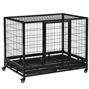cortex-london-york-large-black-metal-dog-kennel-cage-with-wheels-and-tray