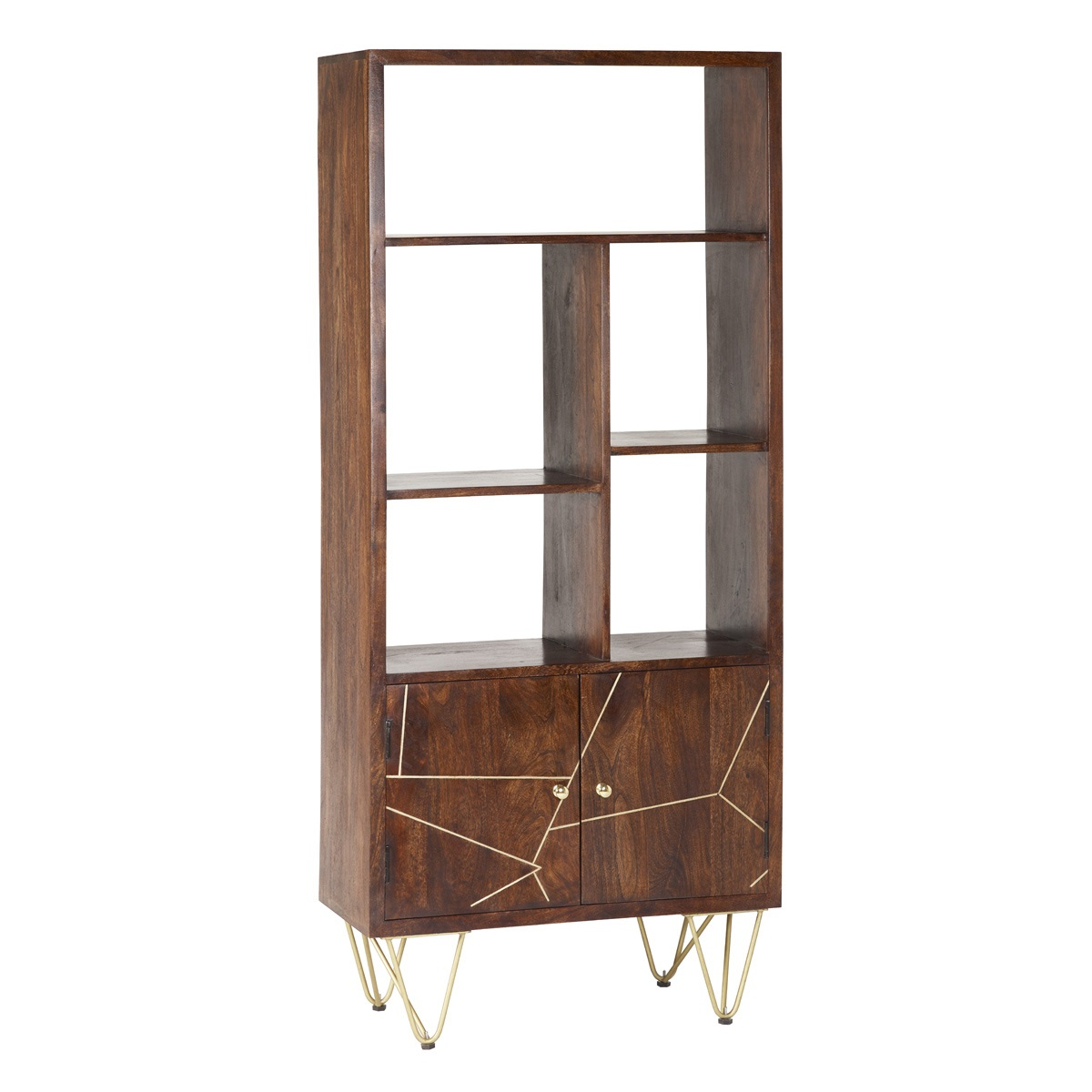 cortex-london-windsor-dark-gold-large-two-door-bookcase-solid-wood-metal-inlay