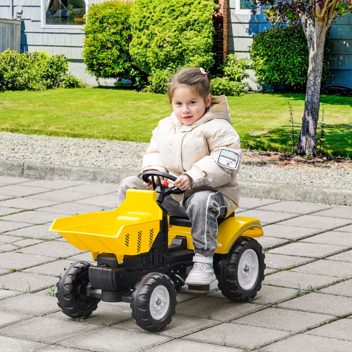cortex-london-windsor-childrens-ride-on-excavator-yellow-manual-bucket