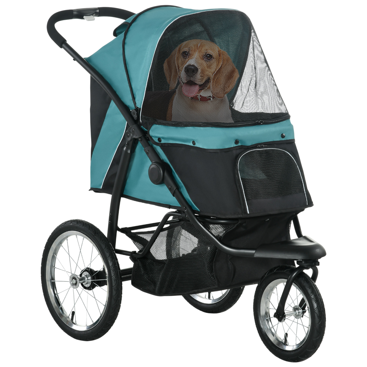 cortex-london-windsor-three-wheel-pet-stroller-dark-green-black