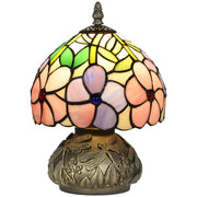 HOMCOM Tiffany-Style Table Lamp with Sculpted Dragonfly Base, Handcrafted Classic Stained Glass Bedside Lamp for Living Room and Bedroom, E27 Socket, Pink