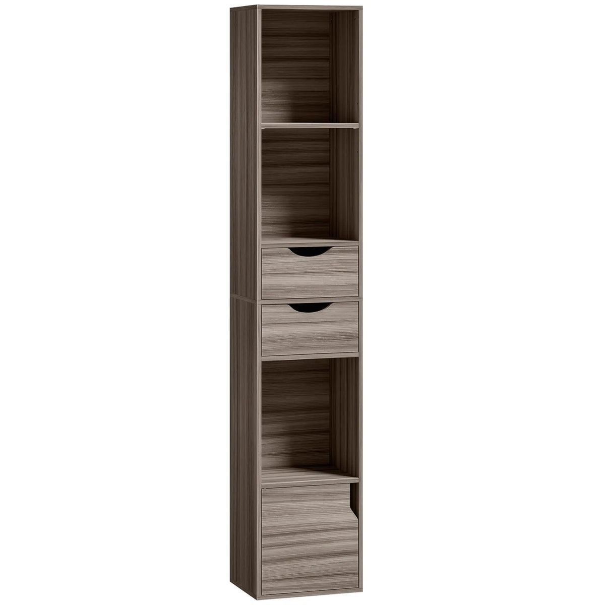 HOMCOM Bookcase with Drawers Adjustable Shelf Bookshelf with 2 Drawers and Cabinet 158 cm Grey