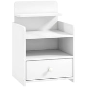 HOMCOM Bedside Cabinet, Bedside Table with Drawer and Shelf for Living Room, White
