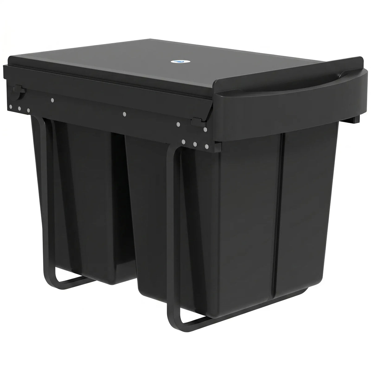 HOMCOM Pull Out Bin, Kitchen Under Sink Bin with 2 Removable Compartments, Smooth Glide, Black