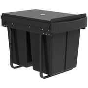 HOMCOM Pull Out Bin, Kitchen Under Sink Bin with 2 Removable Compartments, Smooth Glide, Black