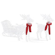Two Reindeer Pulling Sleigh Lighted Christmas Decor 2.4ft, 240 White LED PVC Décor, UK Plug 31V 3.6W