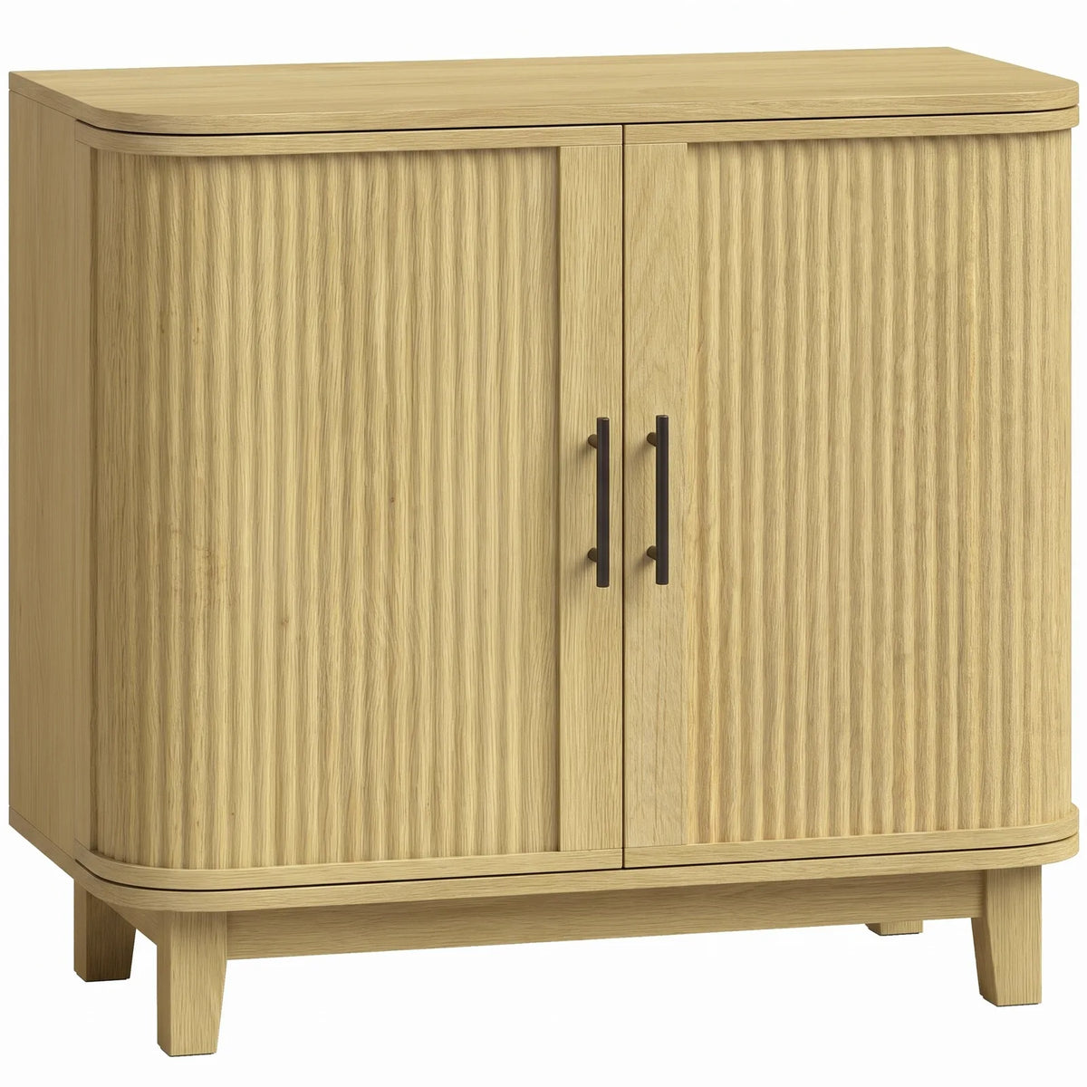 HOMCOM 80cm Sideboard Buffet Cabinet, Storage Cabinet with 2 Curved Doors, Adjustable Shelf and Legs for Dining Room, Oak