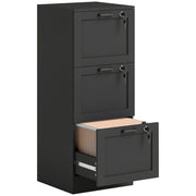 HOMCOM 3-Drawer Filing Cabinet with Lock - Black