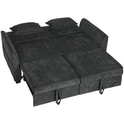 HOMCOM 2 Seater Sofa Bed, 4-in-1 L-Shaped Convertible Pull-Out Sleeper Sofa with Adjustable Backrest and Side Pockets, Black
