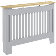 HOMCOM Slatted Radiator Cover, Painted Cabinet with Line Grill Design, 112W × 19D × 81H cm, Grey