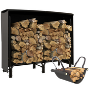Robin 4FT Firewood Rack Holder W/ Canvas Carrier and Oxford Cover, Black