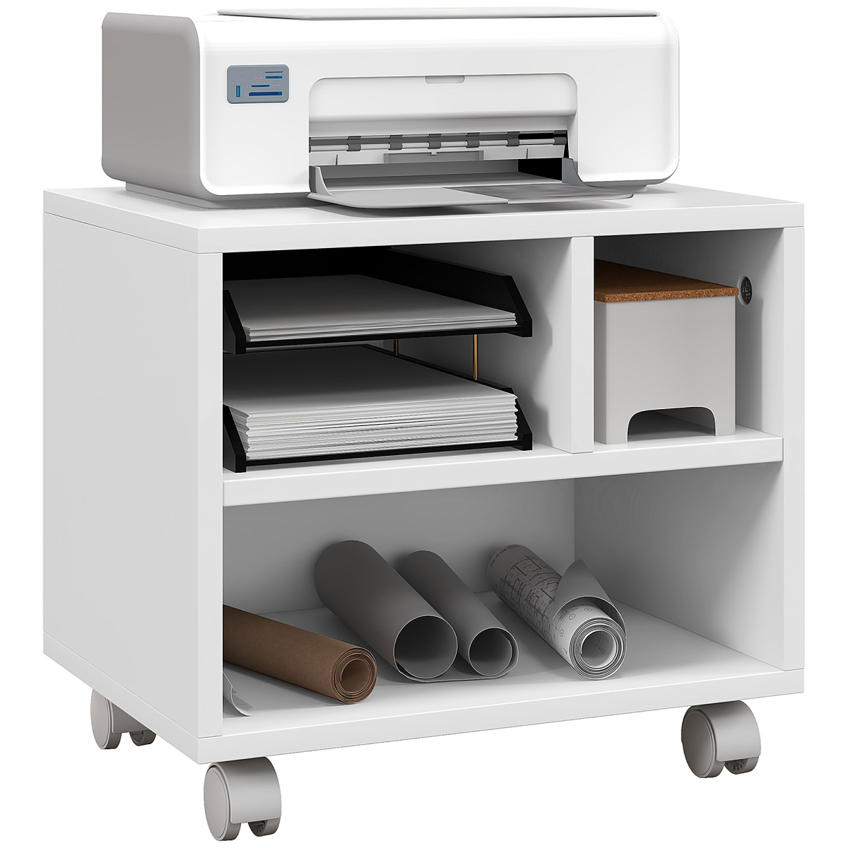 cortex-london-windsor-white-printer-stand-storage-cart-on-wheels