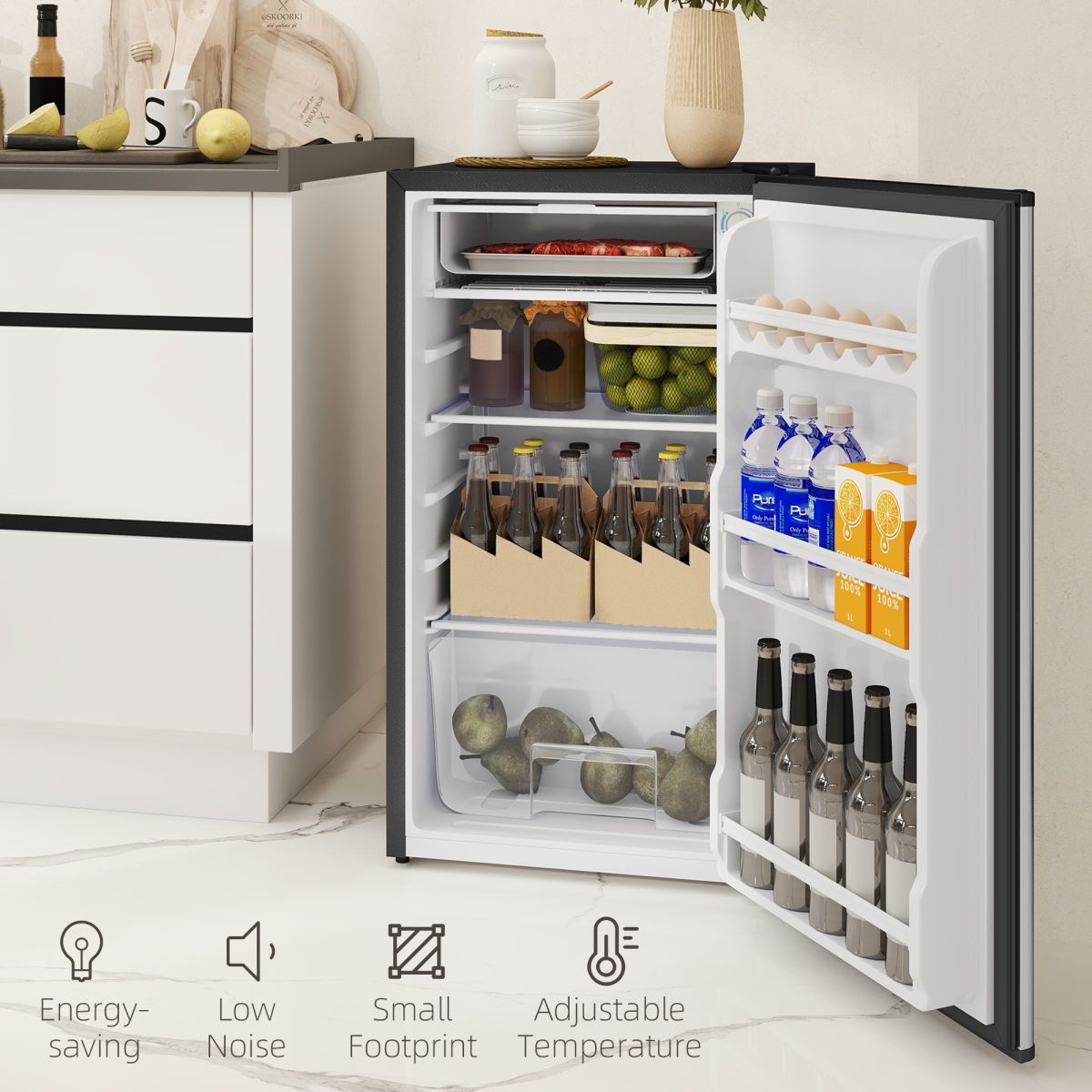 cortex-london-windsor-91l-under-counter-fridge-black-silver-tone
